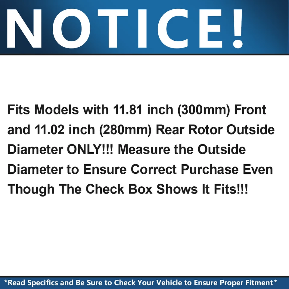 11.81" Front 11.02" Rear Drilled Rotors Brake Pads for 2010 - 2013 Mazda 3 Sport - Изображение 3 из 4