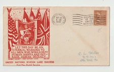 United Nations Headquarters, Lake Success, N.Y FDC Zoobay cachet #805 1938 1 1/2