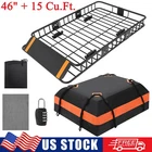 46"x 36"x4.5" Roof Rack Cargo Basket 200LBS Travel Carrier w/ Lock & Luggage Bag