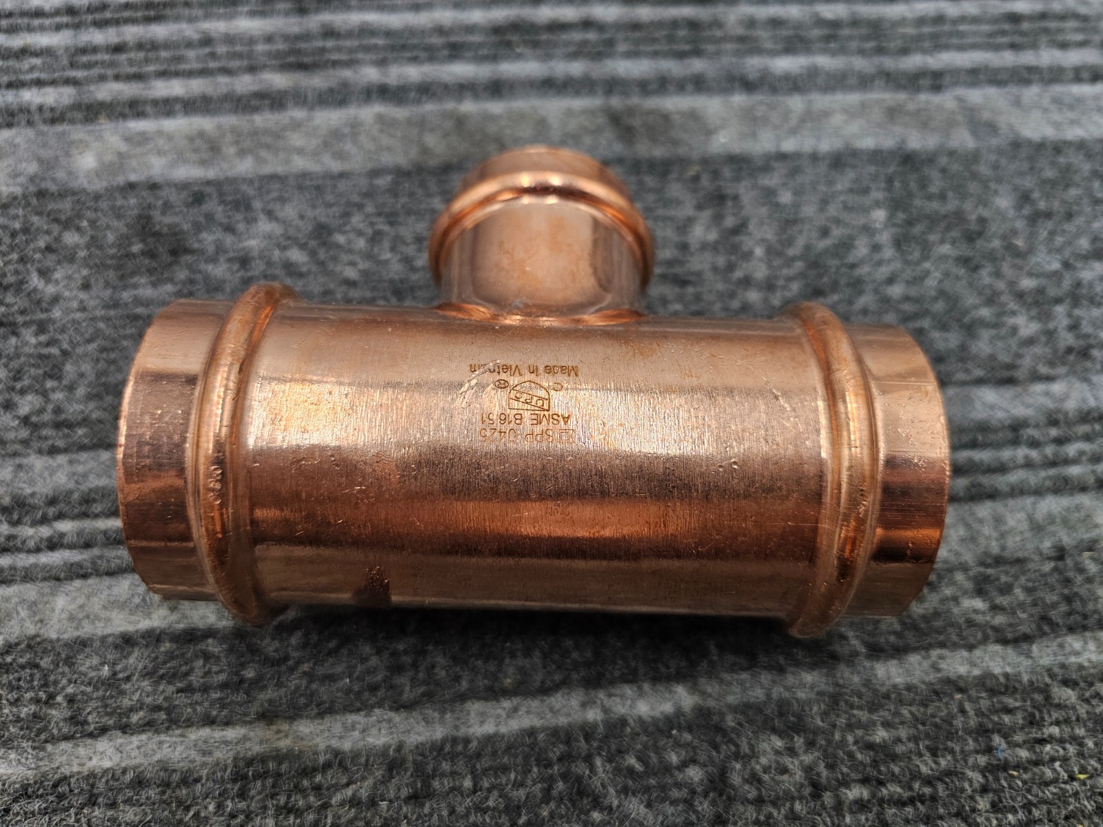 (QTY 2) SPP 0425 Copper Press Fitting Reducing Tee 2" x 2" x 1-1/2" ASME B16/51