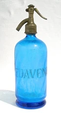Vintage 1930's Art Deco Cobalt Blue Pedavena Seltzer Bottle Milano Italy