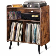 3-Tier Vintage Record Player Stand, Mid-Century Vinyl Record Storage Cabinet ...