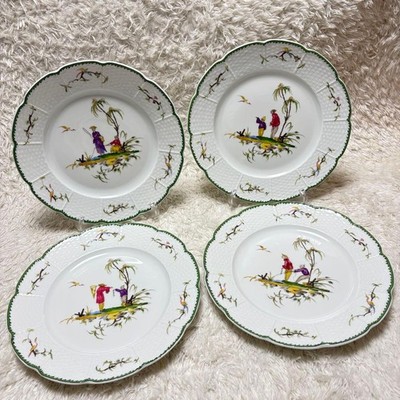 RAYNAUD Si-Kiang Limoges Porcelain Dinner Plate Set of 4 24.5cm