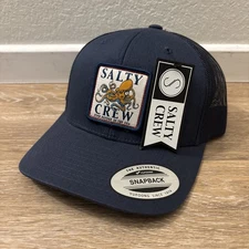 Salty Crew Mens Hat Ink Slinger Retro Snapback Trucker Hat Navy 6-Panel Cap NWT