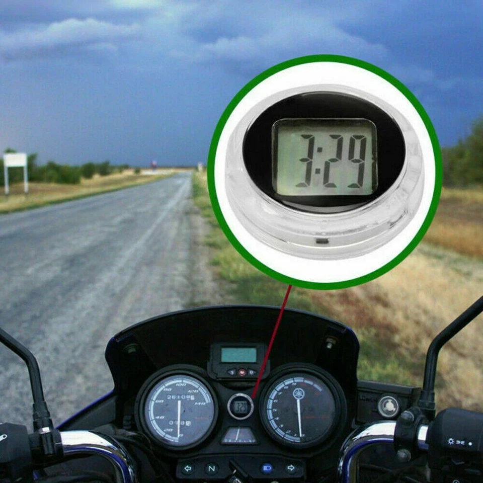 Digital Clock Stick On Built-in Battery For Motorcycle Motorbike Durable - Image 2 of 4