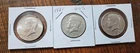Lot of 3 Three 40% Percent Silver Kennedy Half Dollars 1965, 1966, & 1969 D