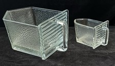 2 Poncet Glass Scoops for Hoosier Sellers Cabinet German Chute Set c.1910-30&rsquo;s