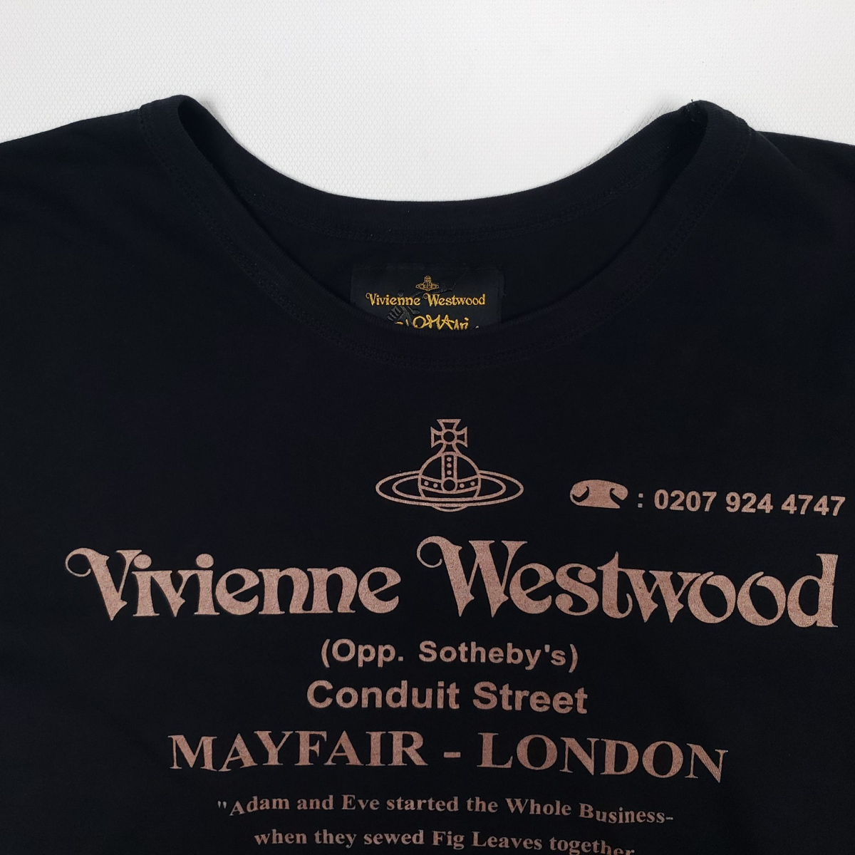 Vivienne Westwood Black T-Shirt Small UK 8 10 Anglomania Mayfair