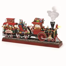 Animated Musical Santa's Train Express with Working Smokestack, 16.5 Inch, Red