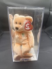 TY Beanie Baby Plushie Bear 2003 Dearest In Protective Case With COA