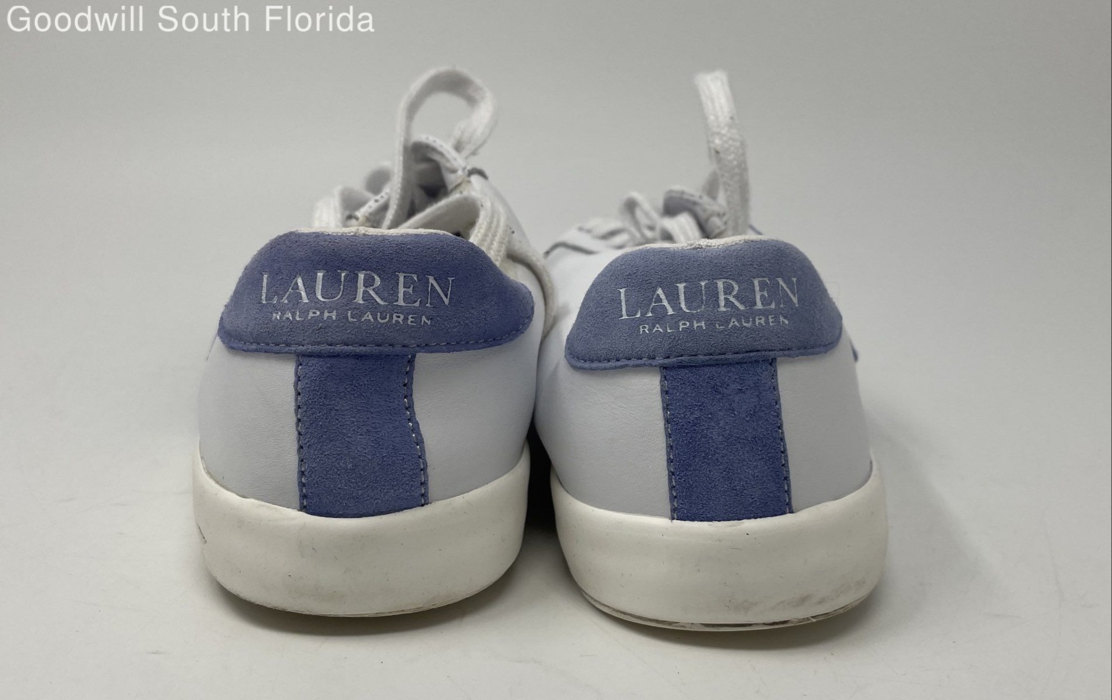 Lauren Ralph Lauren Womens Jennefer White Blue Lace-Up Sneaker Shoes Size 7 thumbnail 4