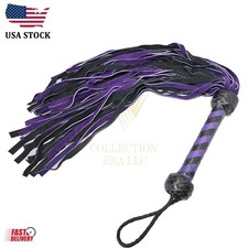 Genuine Cowhide Leather Flogger 30 Suede Falls Heavy Duty Braided Handle Whip