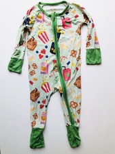 Little Sleepies Bamboo Baby Zippy Pajamas Green Snack Attack Size 3-6 Months