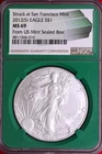 NGC MS-69! 2012 SAN FRANCISCO MINT SILVER EAGLE IN MONSTER BOX GREEN SLAB