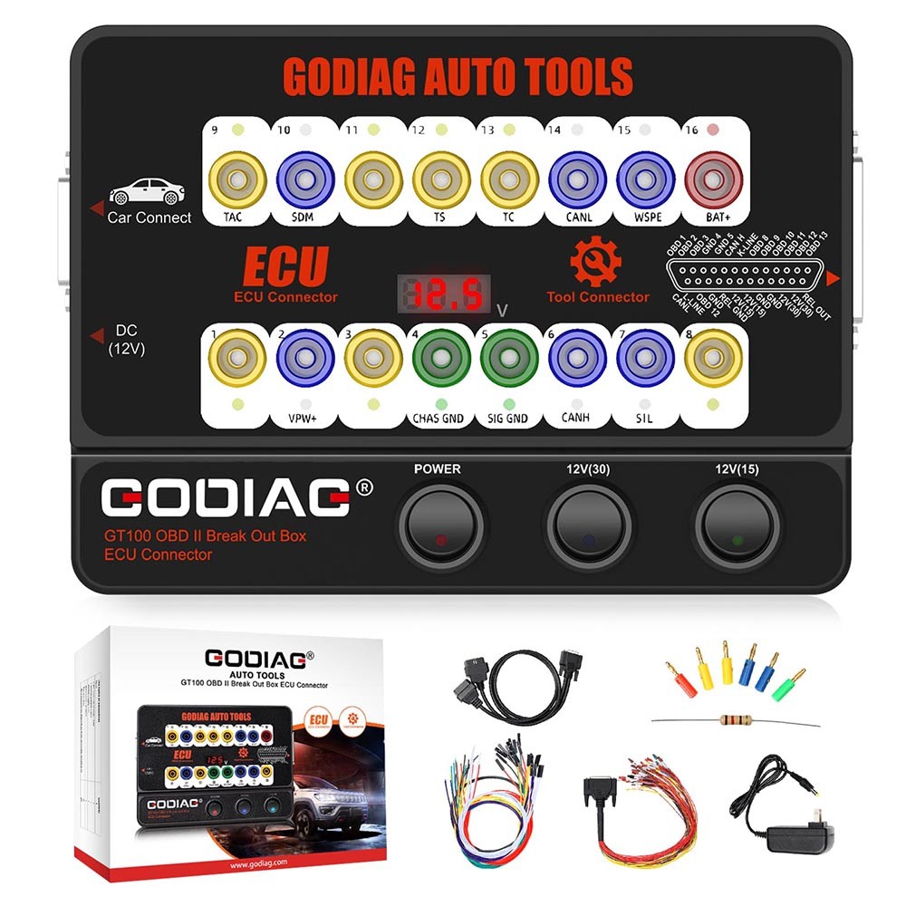 GODIAG GT100 OBDII Protocol Detector OBD2 Breakout Box E-C-U Connector