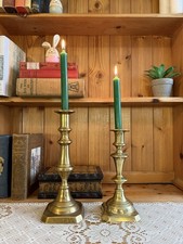 Vintage Brass Candlesticks Candle Holders Traditional Pair Mixed Sizes