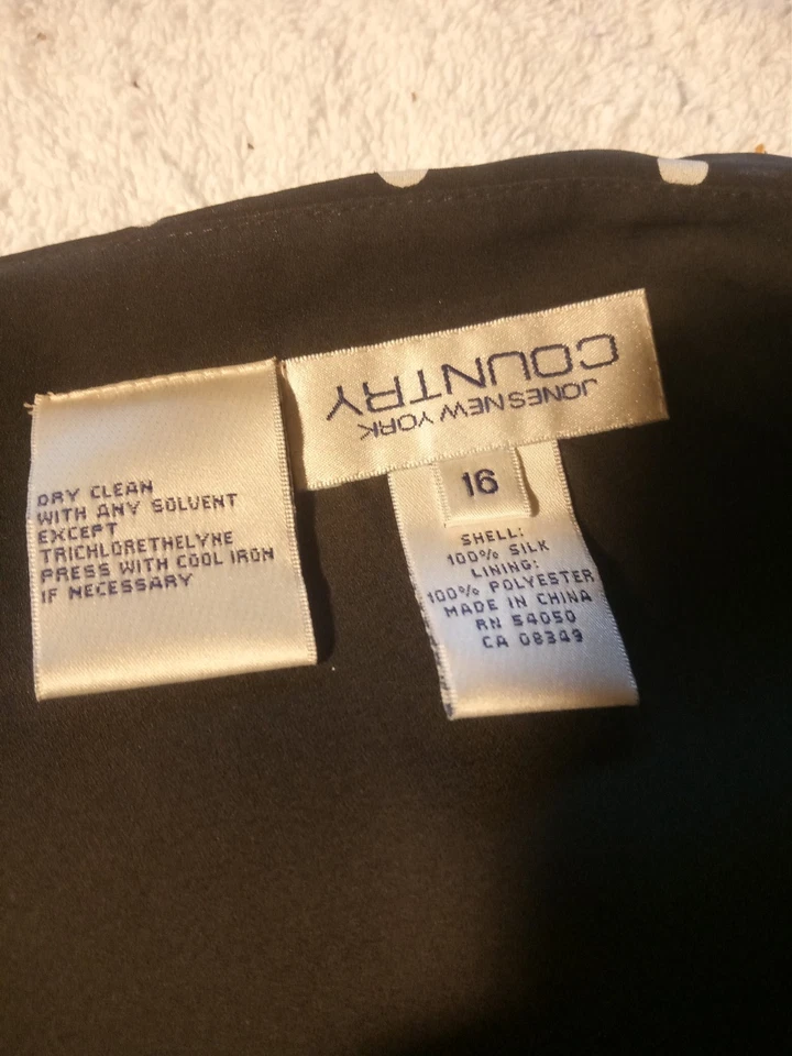 Vintage 100% Silk Black And White Polka Dot By Jones New York Size 16 - Image 3 of 4