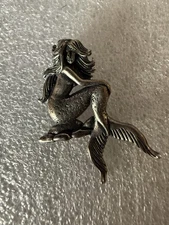 Sterling Silver Mermaid Pendant w/out chain. solid piece mounting on back