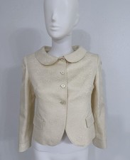 Valentino Jacket Blazer Palest Yellow Cotton Silk WPeter Pan Collar Made Italy 6