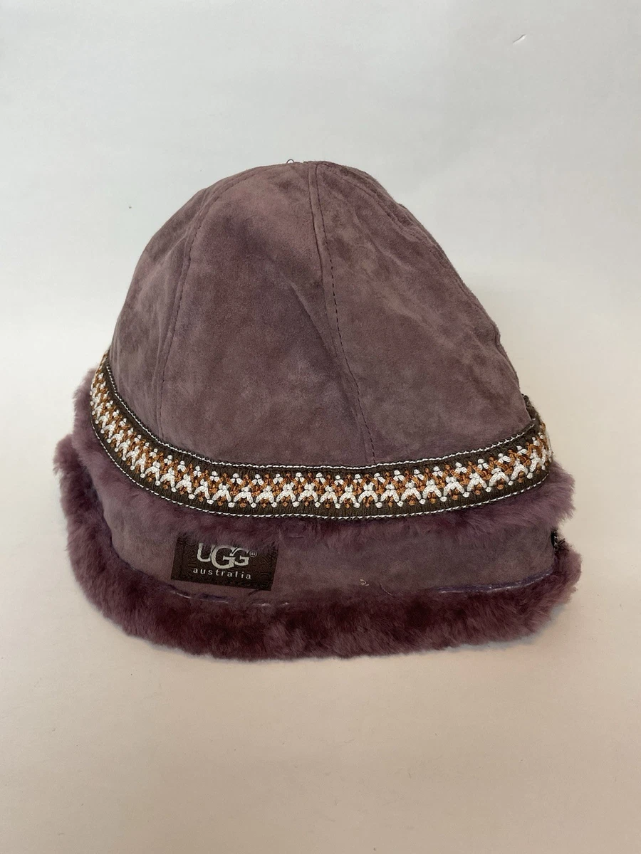 Ugg Tasman Suede Shearling Bucket Hat Embroidered Pink 