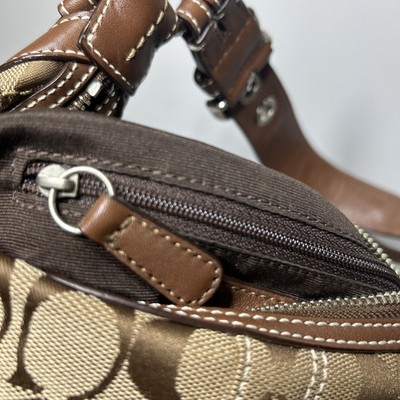 COACH Hobo One Shoulder Half Moon Signature Canvas Leather Bag