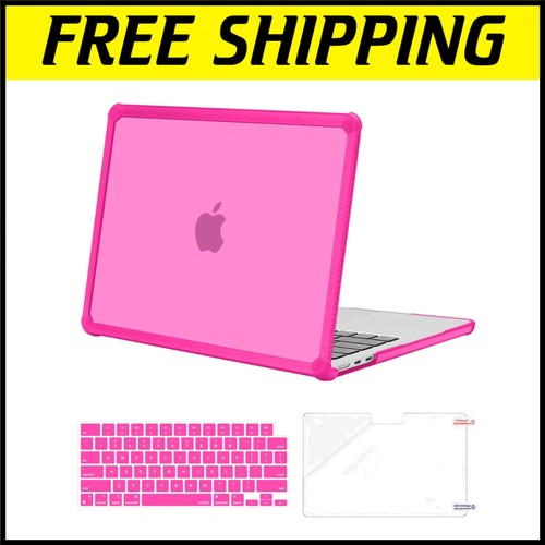 Compatible MacBook Air 13" Heavy-Duty Case with Screen Protector - Bright Rose - 第 1/10 張圖片