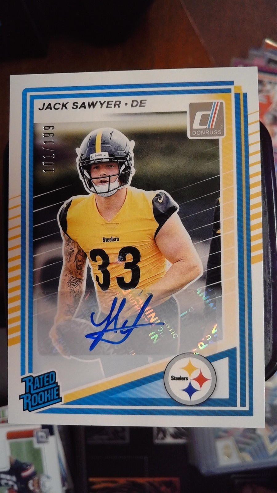 2025 Donruss Jack Sawyer (RC) AUTO Rated Rookie 101/199 Pittsburgh Steelers