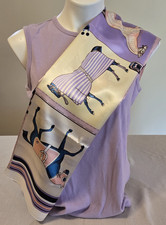 EQUESTRIAN Scarf Horses Belt Crown Stripe Polyester Satin Pink Blue Lavender 34"