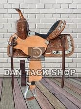 Western Barrel Racing Saddle Premium Leather Deep Seat with Tack Set  Free Ship