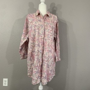 Lauren Ralph Lauren Women’s Sz 1X 100%Cotton Sleep Shirt Pink Paisley Night Top