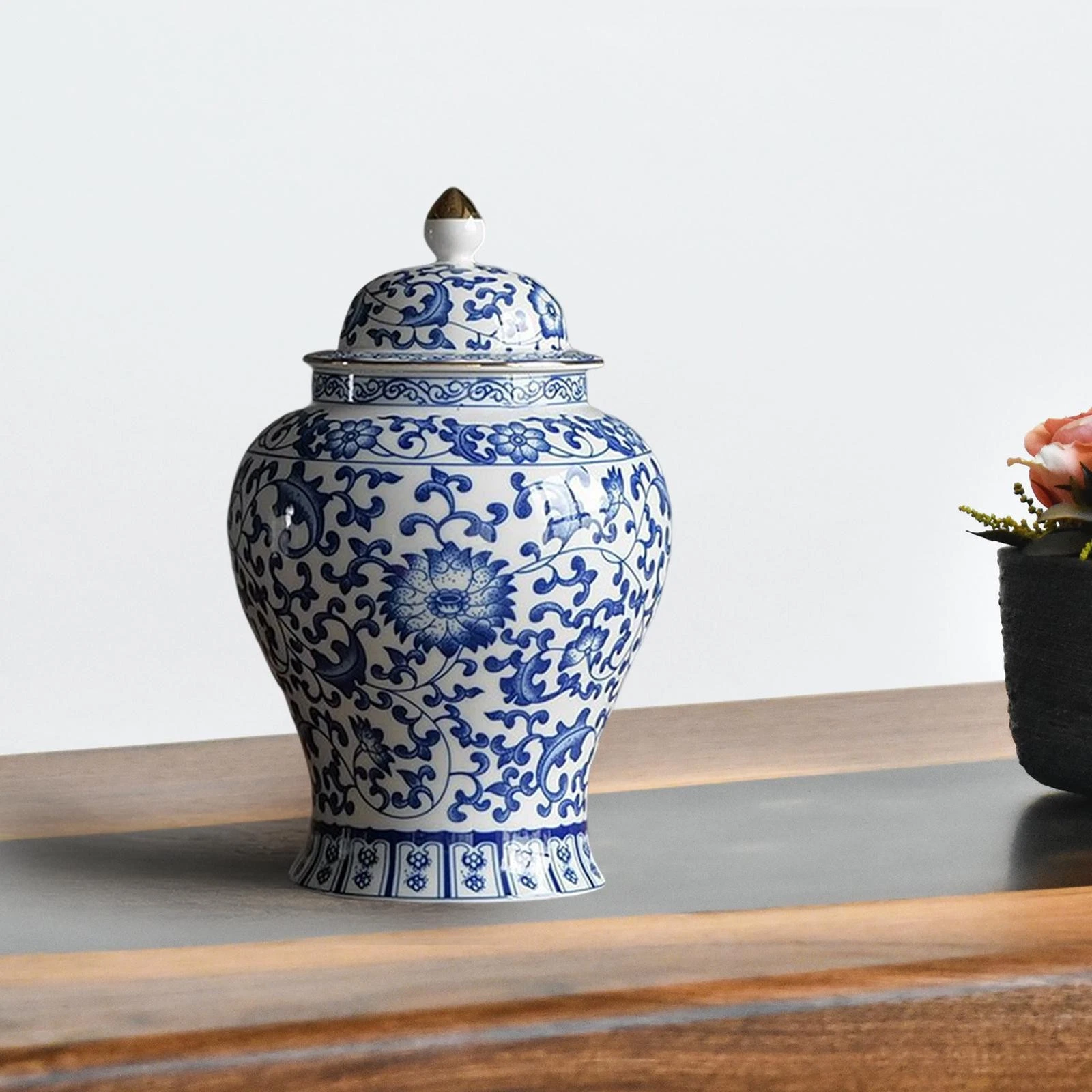Chinese Ceramic Ginger Jar Decorative Flower Vase Traditional Porcelain Jar