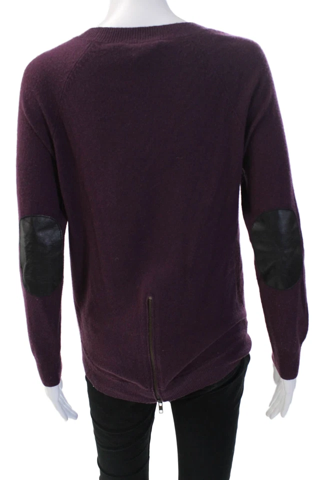 Pullover Otoño Cachemira Mujer Púrpura 100% Cachemira Cuello Redondo Talla XS Foto 3 de 4