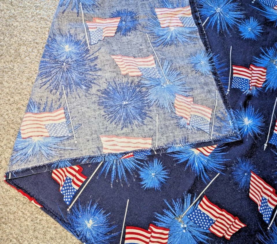 36 x 43 - Patriotic American Flag Fireworks Cotton Fabric Hemmed - Image 3 of 4
