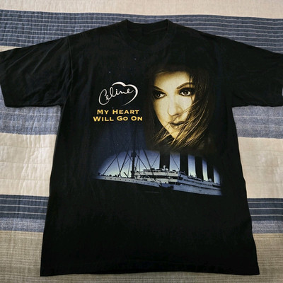 Celine Dion My Heart Will Go On Heavy Cotton Black T Shirt S-5XL UR711