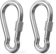 4 Inch Locking Carabiners 304 Stainless Steel Heavy Duty Carabiner 2 Pcs Silver