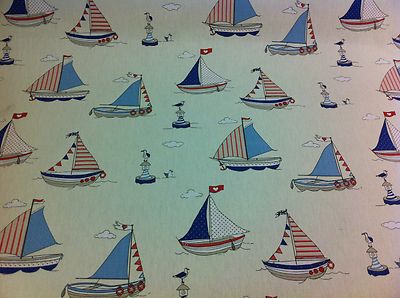 FRYETT`S Cotton MARITIME Blue Fabric for Curtain//Upholstery,Crafts,Quilting