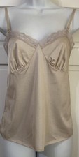 Vintage Deena Beige Camisole Lingerie Top w Lace Adj Straps Size 32