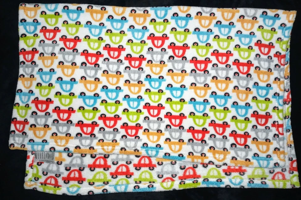 Baby Essentials Boy CAR Fleece Security Blanket Lovey White SOFT Vehicles Plush - Image 2 of 3