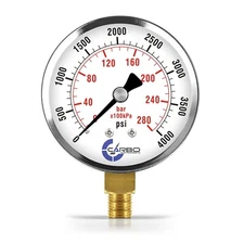 2-1/2" Pressure Gauge - Chrome Plated Steel Case, 1/4"NPT, Lower Mnt. 4000 PSI