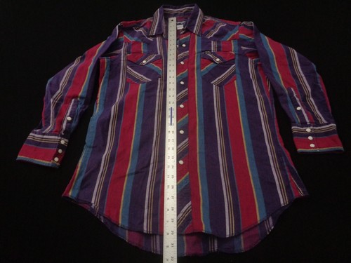 Vintage Wrangler Pearl Snap Shirt Mens Regular X Long Tails 16-33 - Picture 5 of 7