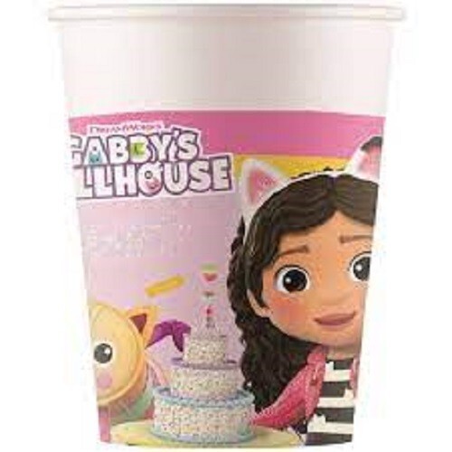 8 BICCHIERI CARTA 200 ML GABBY'S DOLLHOUSE  FESTA PARTY COMPLEANNO