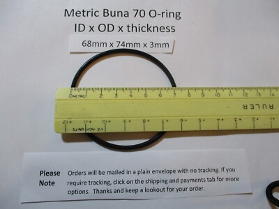 68mm ID x 74mm OD x 3mm thick O-ring. Buna-70.   Quan 1.