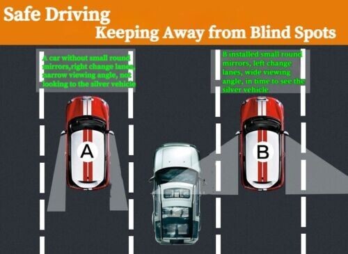 Blind Spot Car Round Mirror 2pcs Wide Angle Adjustable Rear Side Conves View AU - Picture 6 of 12