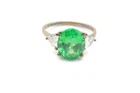 Vintage Sterling Silver 925 Lab-Created Emerald CZ Ring Size 10