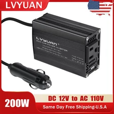 200W Power Inverter DC 12V to AC 110V Car Fast Charge Converter Mini Portable US
