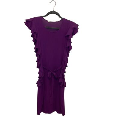 DVF Diane Von Furstenberg Purple Silk Dress with Ruffle Details Size 6 |  eBay