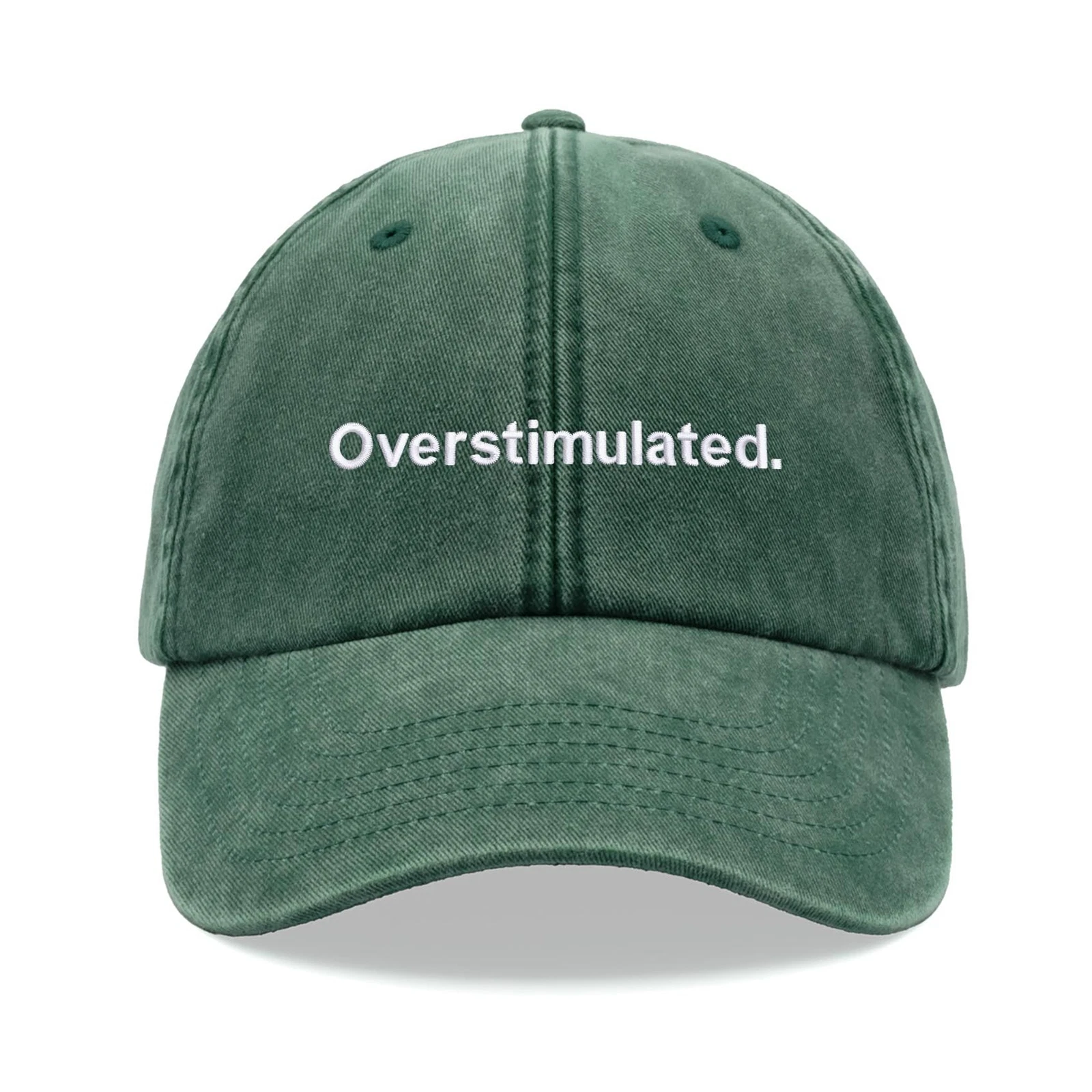 Overstimulated. Baseball Cap Vintage Washed Unisex Dad Hat Funny ADHD Gift