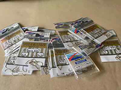 500 Tubertini fishing hooks Serie 808 Carp match barbless 8 10 12 job lot  50 pk
