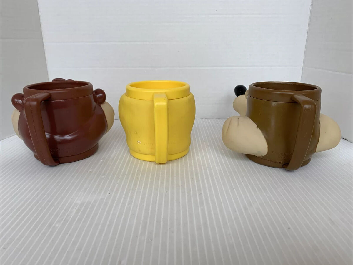 Vintage 1992 Looney Tunes 3D Figural Face Mugs Cups Plastic Vintage 1992 Looney Tunes 3D Figural Face Mugs Cups Plastic