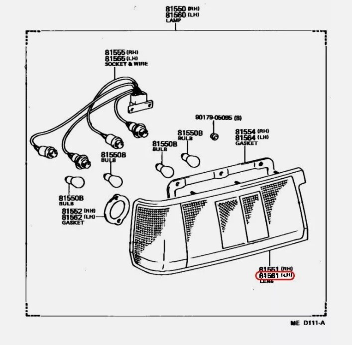 TOYOTA OEM Taillight Back Lamp LH for AE86 LEVIN Early Model 81561